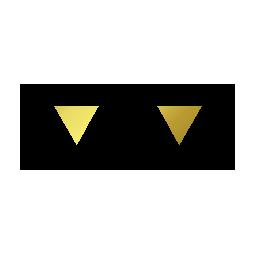 two gold triangles on a black bar