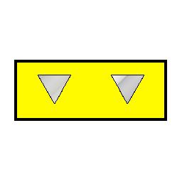 two silver triangles on a yellow bar