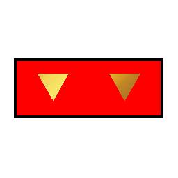 two bronze triangles on a red bar